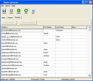 Name Extractor finds recipient's name in your bulk email lists